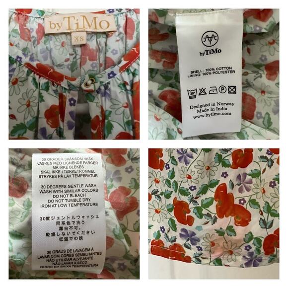 ByTiMO Festive Floral Puff Sleeve Mini Drop Waist Dress In Poppy Size XS - Picture 11 of 16